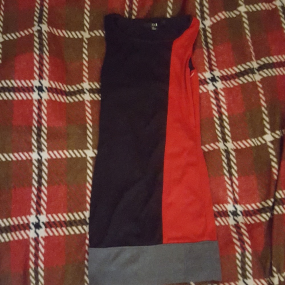 Red black gray xxi size small fitted dress short - Picture 1 of 4